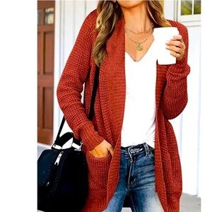 38 small zesica cardigan sweater reddish orange